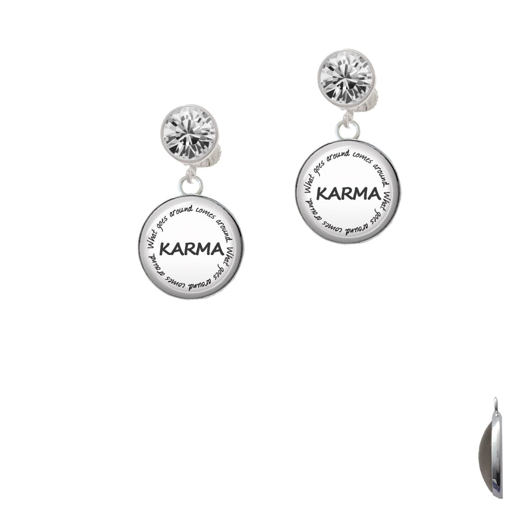 Domed Karma Crystal Clip On Earrings Image 2