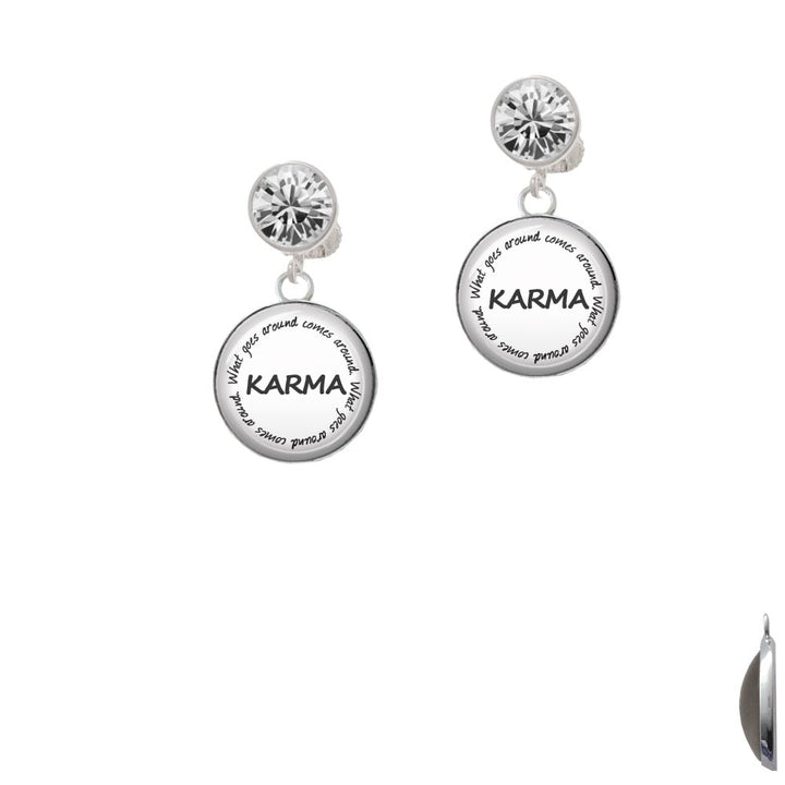 Domed Karma Crystal Clip On Earrings Image 1