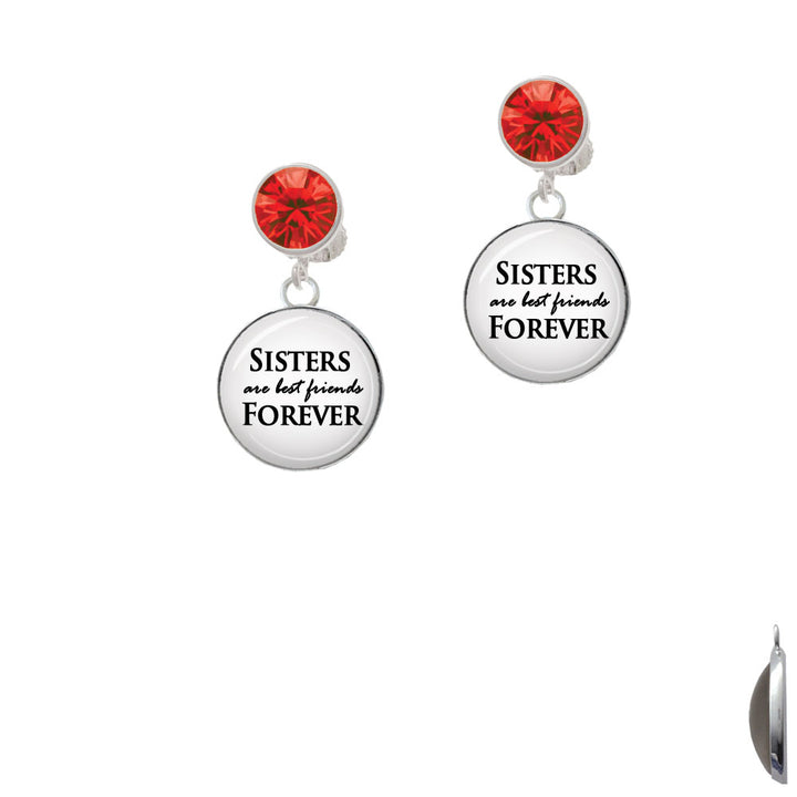 Domed Sisters are Best Friends Forever Crystal Clip On Earrings Image 4