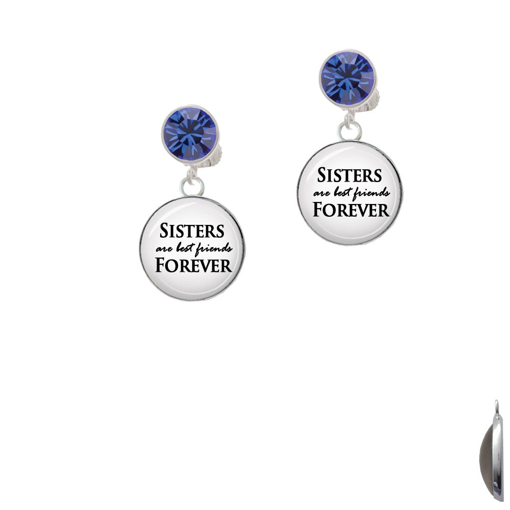 Domed Sisters are Best Friends Forever Crystal Clip On Earrings Image 7