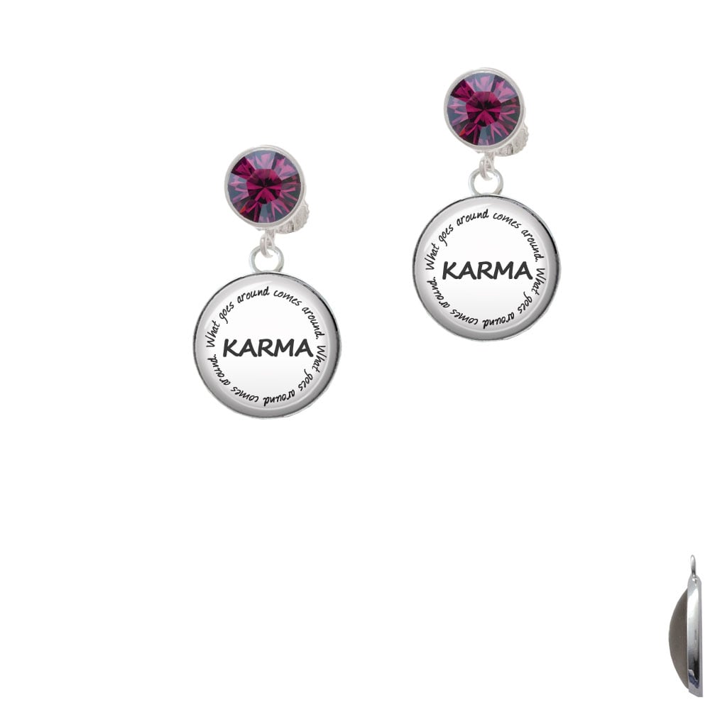 Domed Karma Crystal Clip On Earrings Image 8