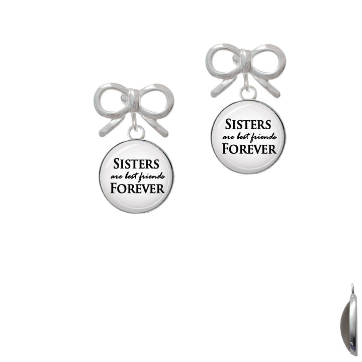 Domed Sisters are Best Friends Forever Crystal Clip On Earrings Image 9