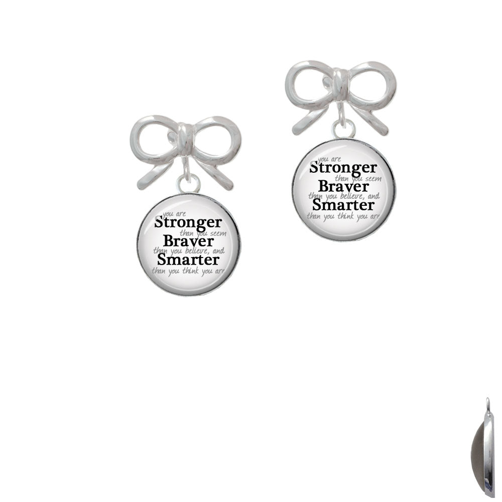 Domed Stronger Braver Smarter Crystal Clip On Earrings Image 9