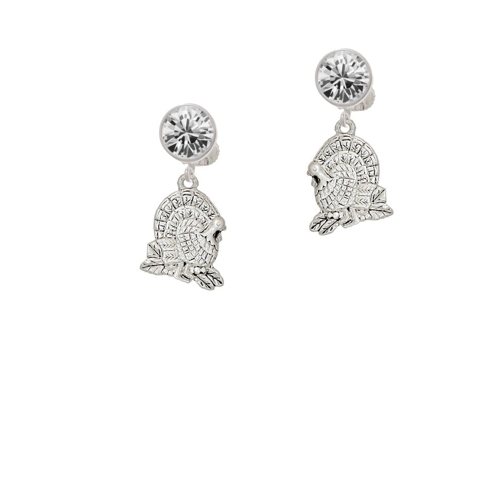 Medium Silver Tone Turkey Crystal Clip On Earrings Image 2