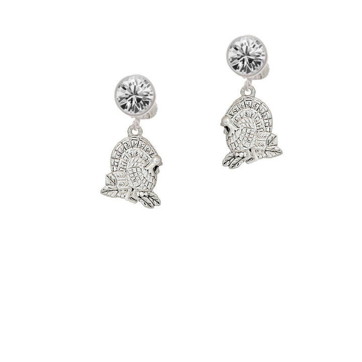 Medium Silver Tone Turkey Crystal Clip On Earrings Image 1