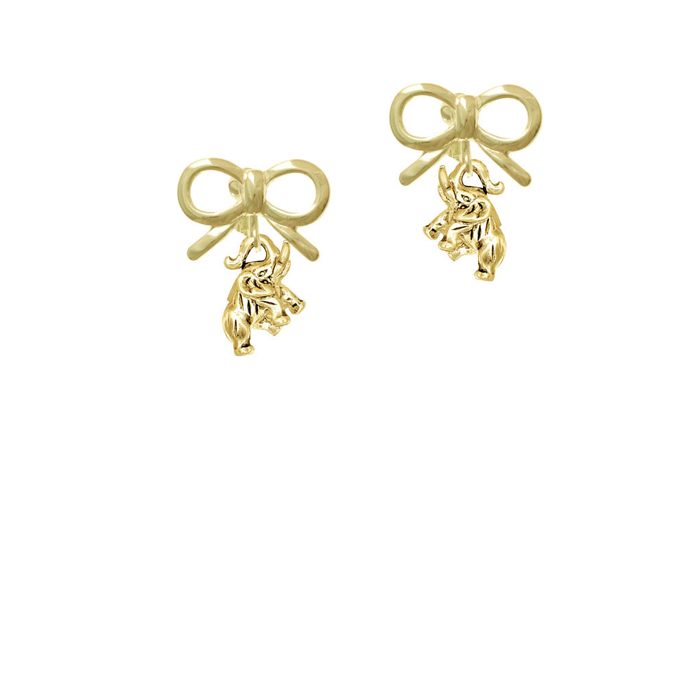 Gold Tone Mini 3-D Elephant Crystal Clip On Earrings Image 10