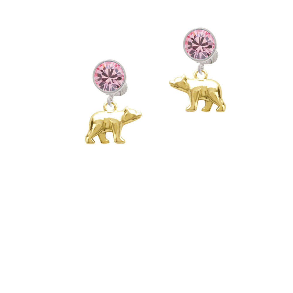 Gold Tone 3-D Bear Crystal Clip On Earrings Image 4