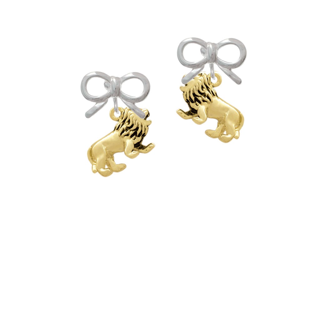 Gold Tone 3-D Lion Crystal Clip On Earrings Image 9