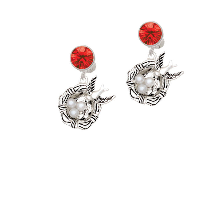 Birds Nest with Eggs Crystal Clip On Earrings Image 4