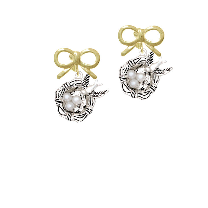 Birds Nest with Eggs Crystal Clip On Earrings Image 10