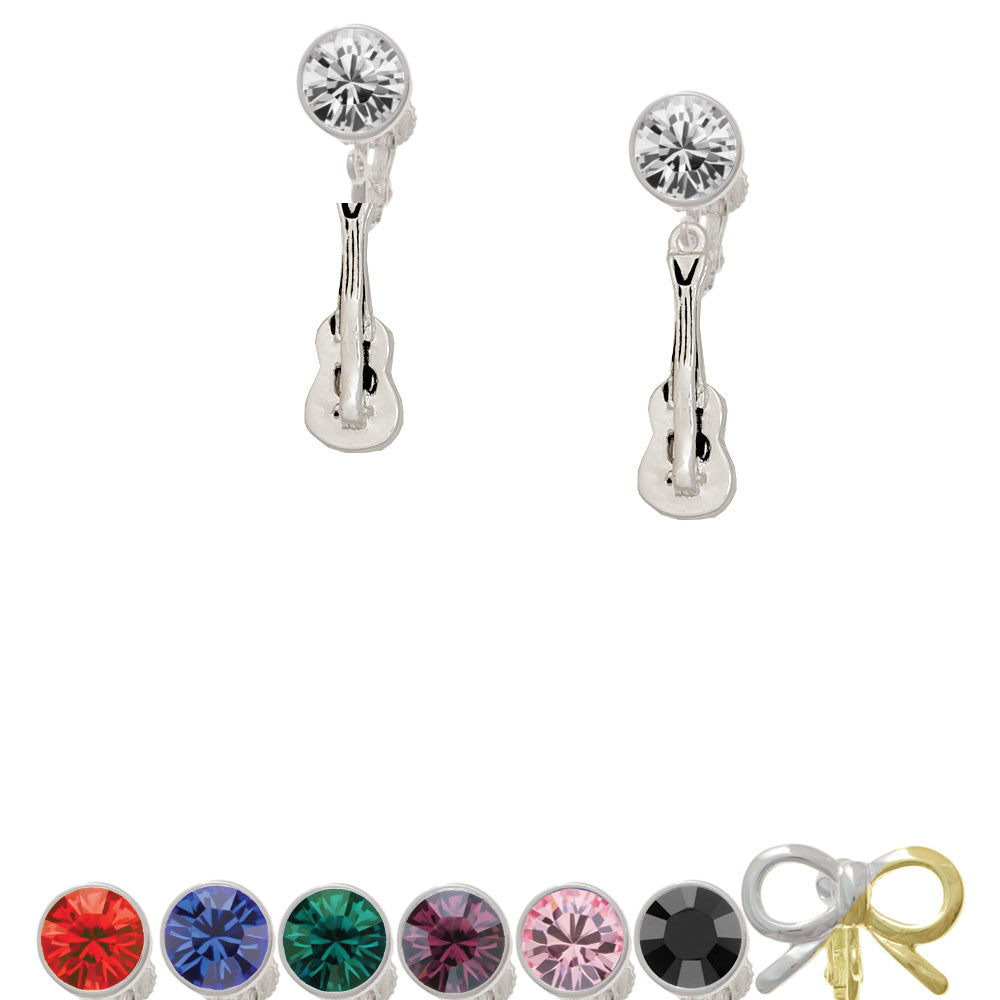 Guitar Crystal Clip On Earrings Image 1