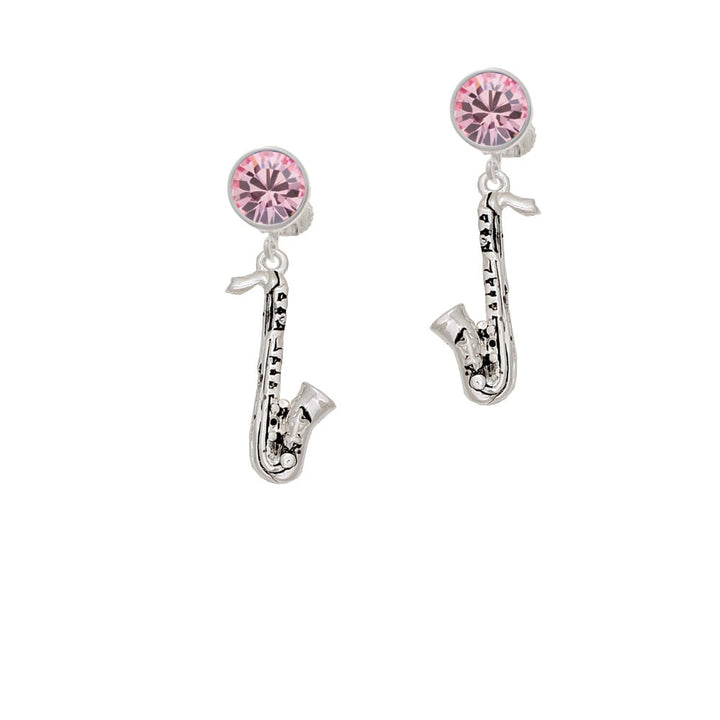 Saxophone Crystal Clip On Earrings Image 4