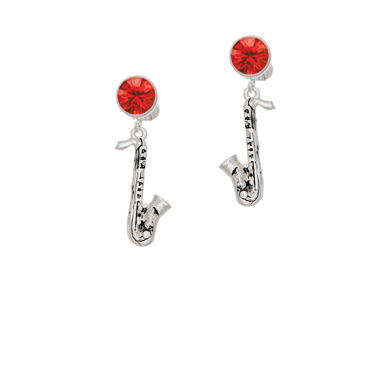 Saxophone Crystal Clip On Earrings Image 4