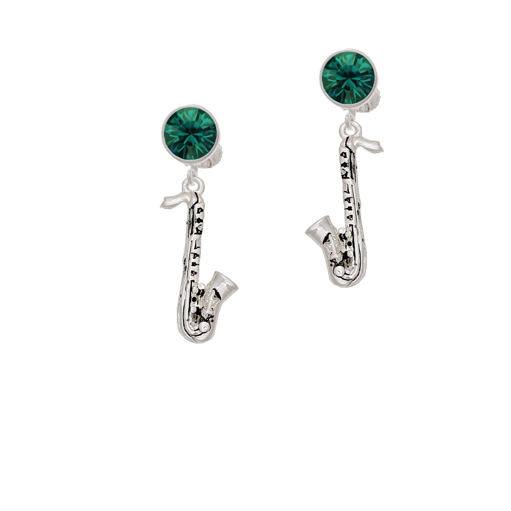 Saxophone Crystal Clip On Earrings Image 6