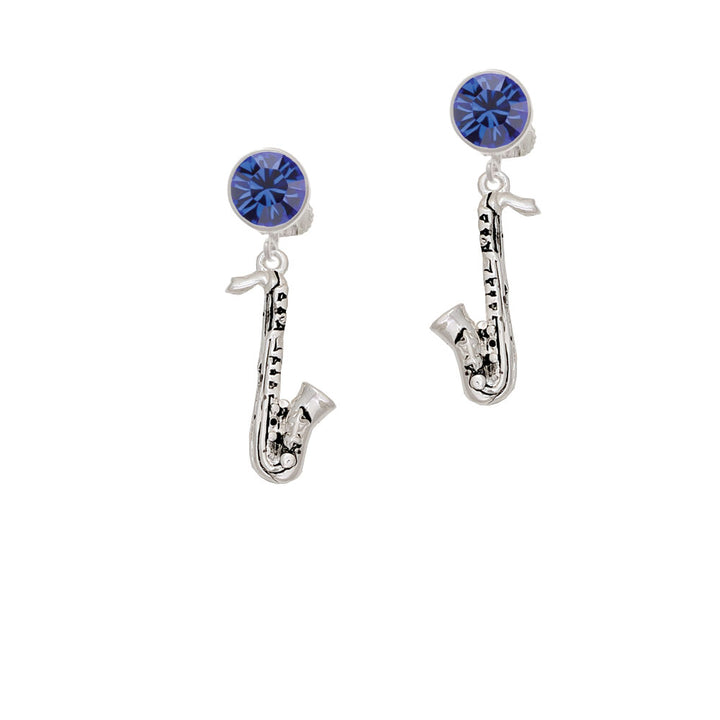 Saxophone Crystal Clip On Earrings Image 7