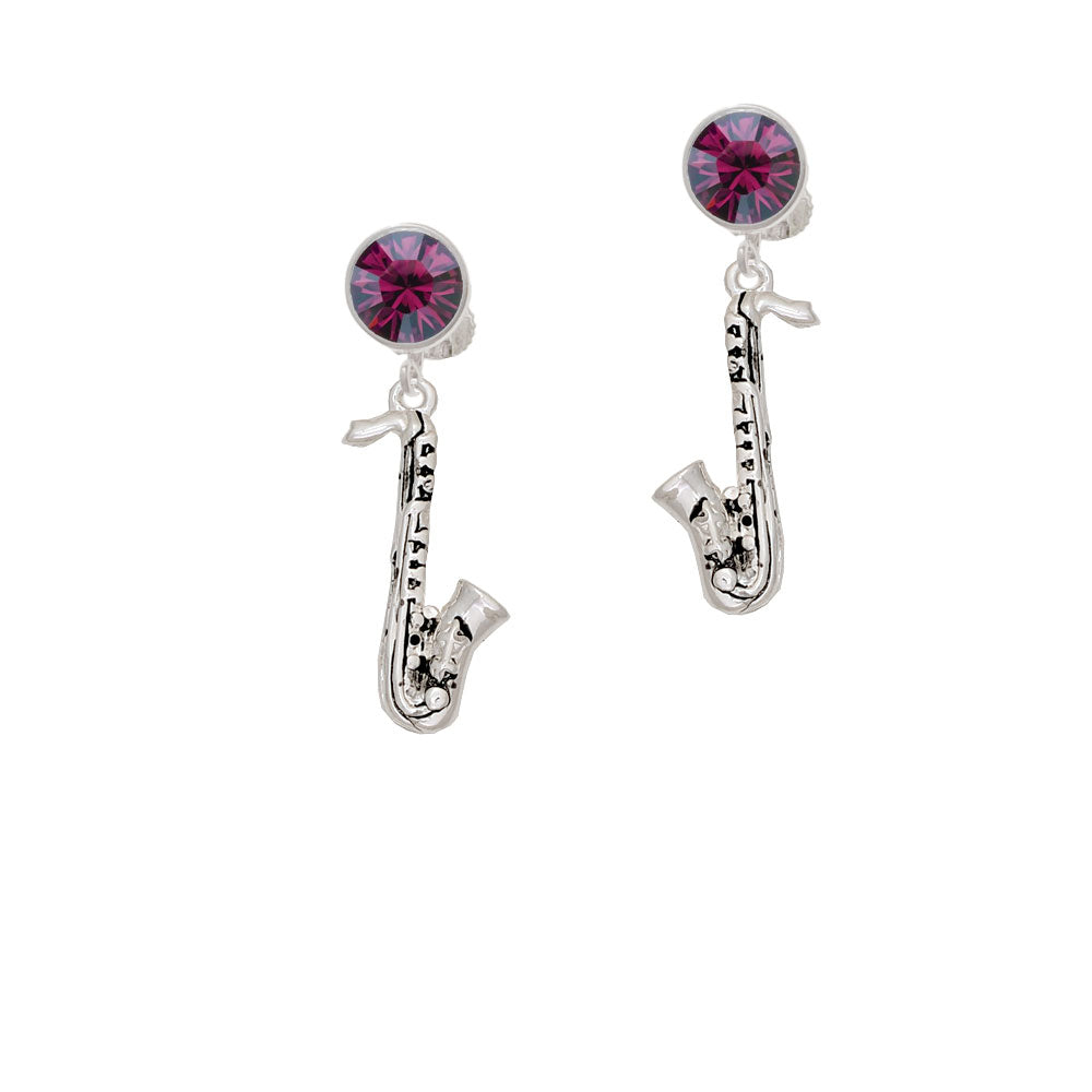 Saxophone Crystal Clip On Earrings Image 8