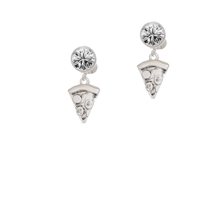 Pizza Slice Crystal Clip On Earrings Image 2