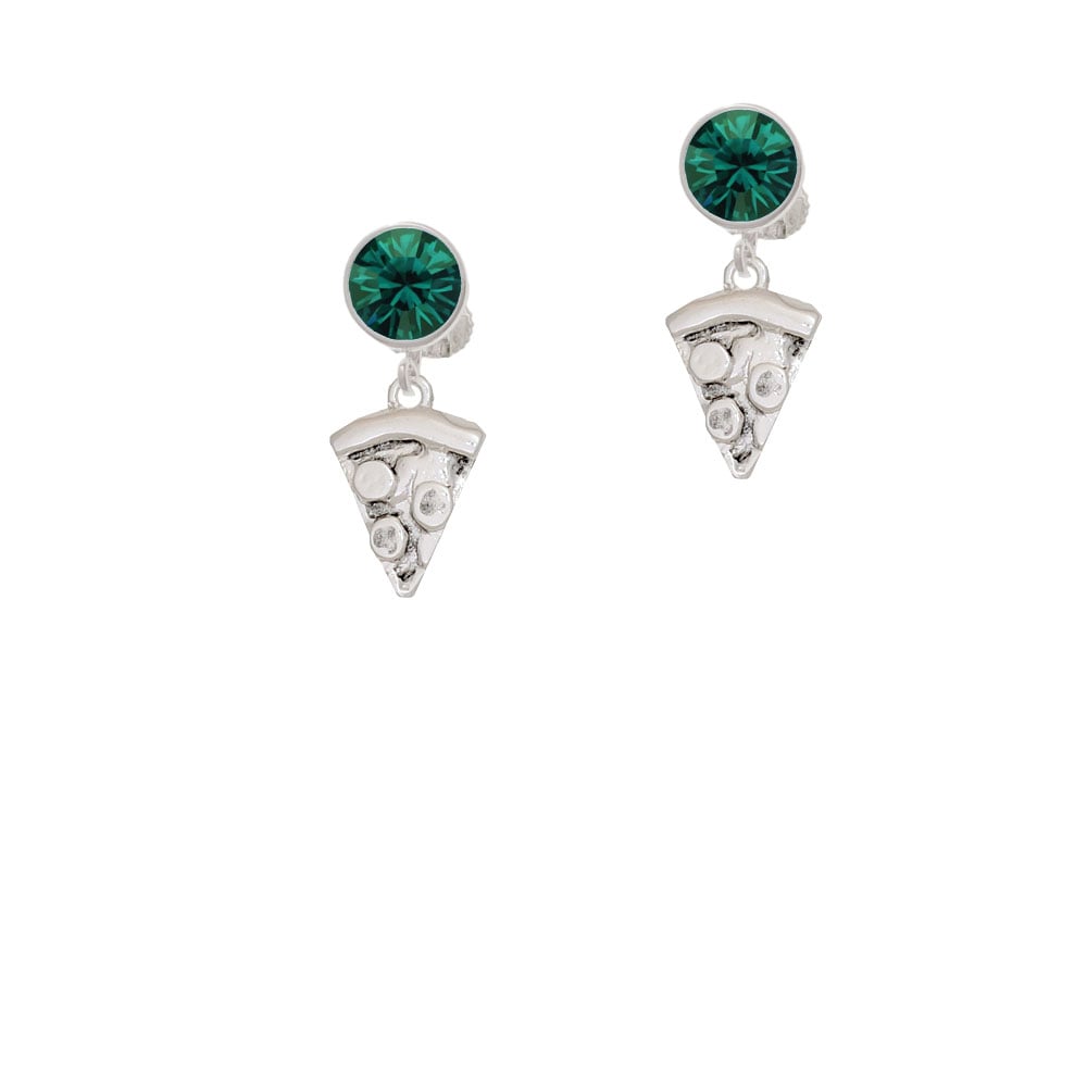 Pizza Slice Crystal Clip On Earrings Image 1