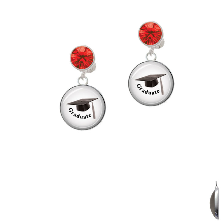 Domed Graduate with Hat Crystal Clip On Earrings Image 4