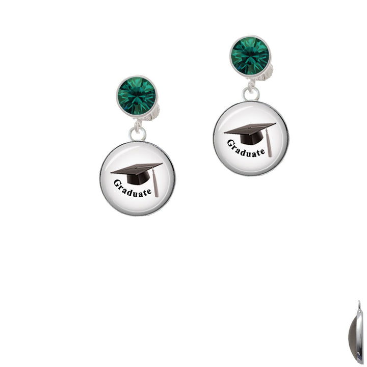 Domed Graduate with Hat Crystal Clip On Earrings Image 6