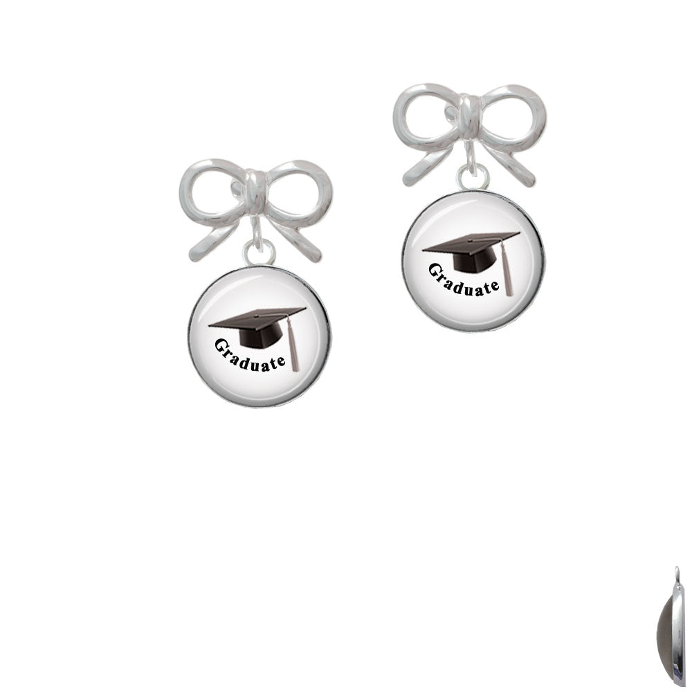 Domed Graduate with Hat Crystal Clip On Earrings Image 9