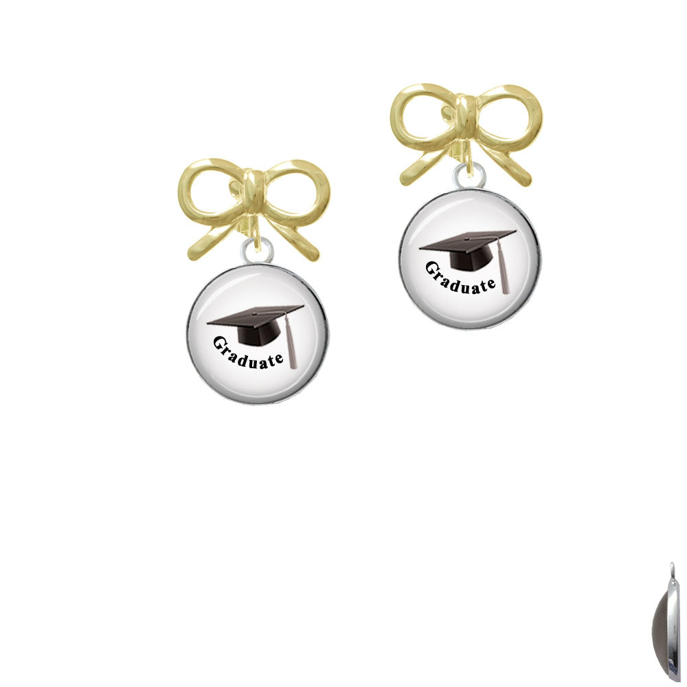 Domed Graduate with Hat Crystal Clip On Earrings Image 10