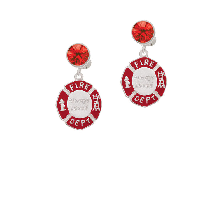 Always Loved Fire Department Shield Crystal Clip On Earrings Image 4