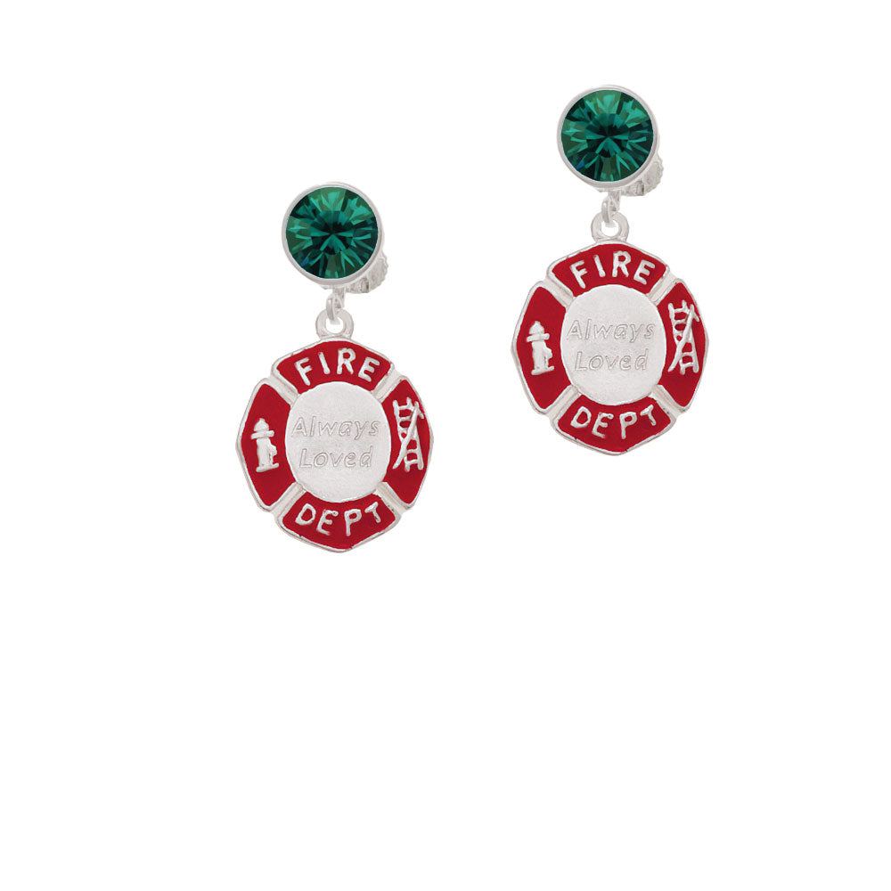 Always Loved Fire Department Shield Crystal Clip On Earrings Image 6