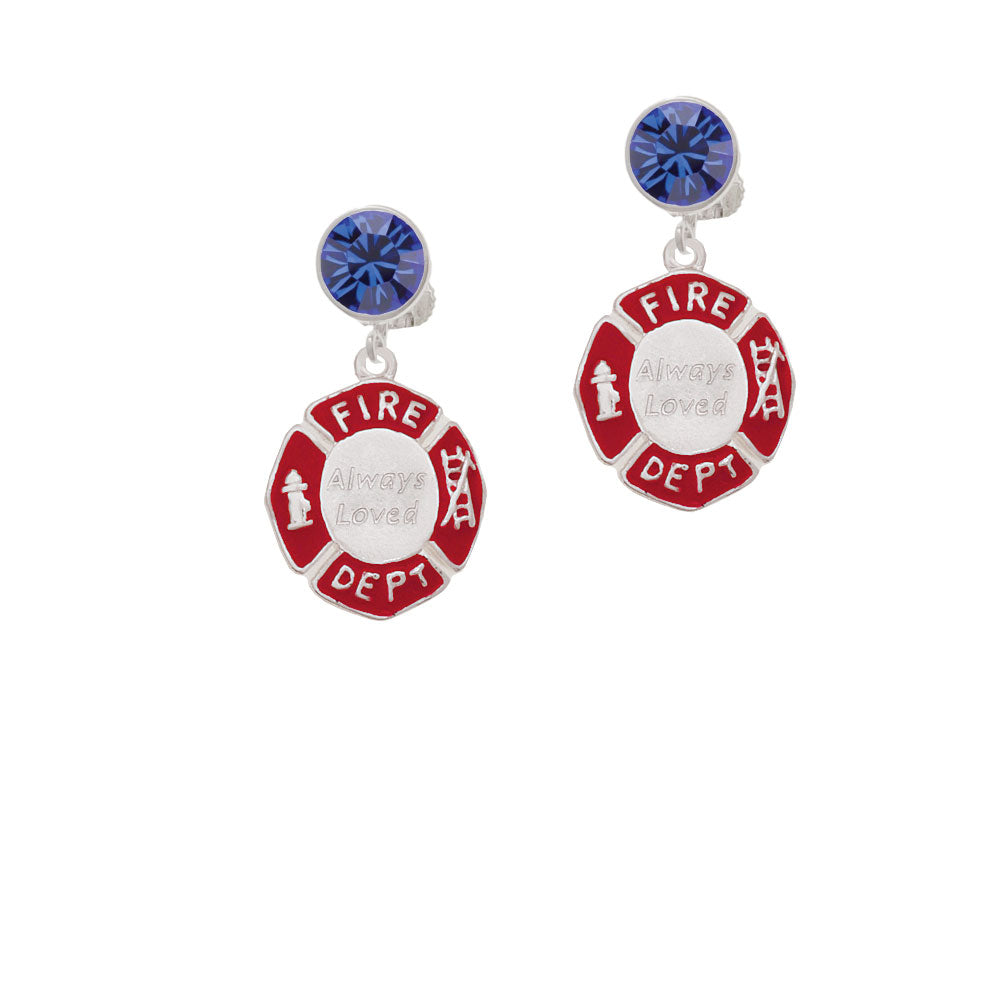 Always Loved Fire Department Shield Crystal Clip On Earrings Image 7