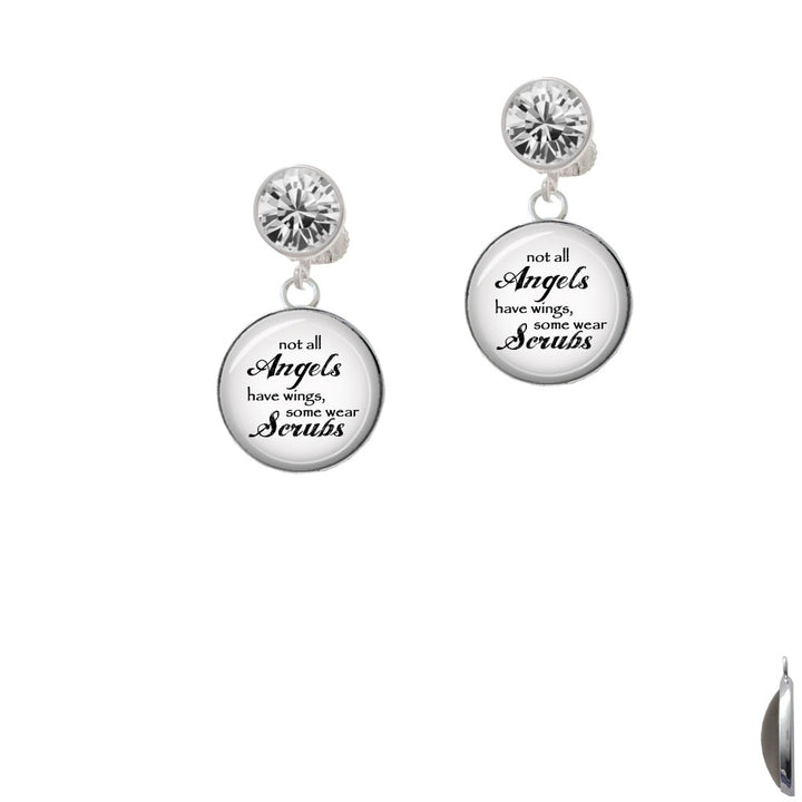 Domed Angels Wear Scrubs Crystal Clip On Earrings Image 1