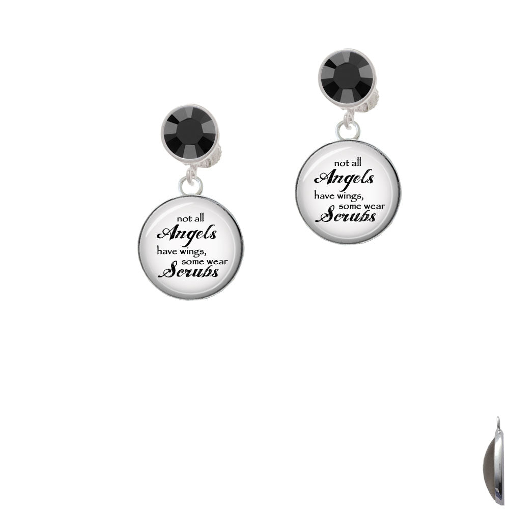 Domed Angels Wear Scrubs Crystal Clip On Earrings Image 2