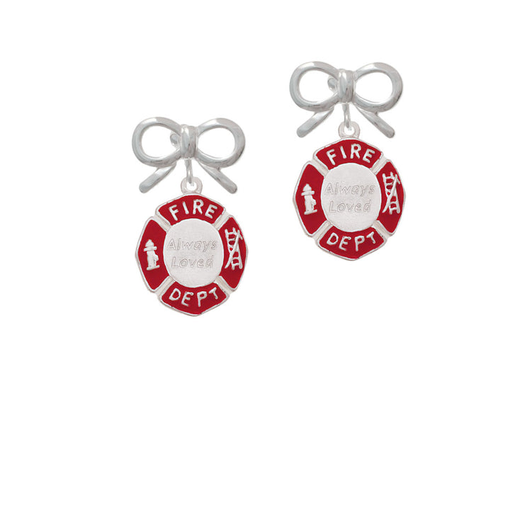 Always Loved Fire Department Shield Crystal Clip On Earrings Image 9