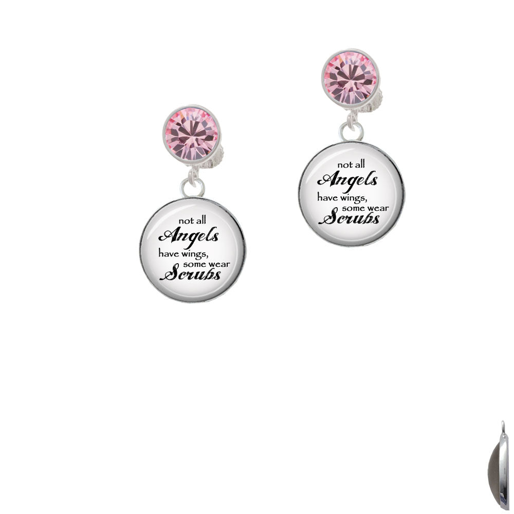 Domed Angels Wear Scrubs Crystal Clip On Earrings Image 3