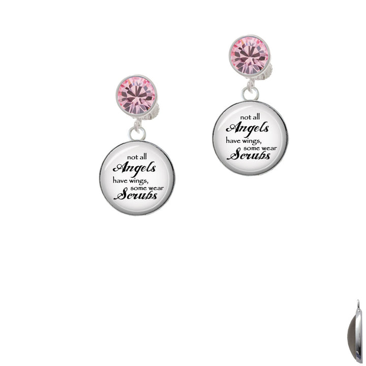 Domed Angels Wear Scrubs Crystal Clip On Earrings Image 3