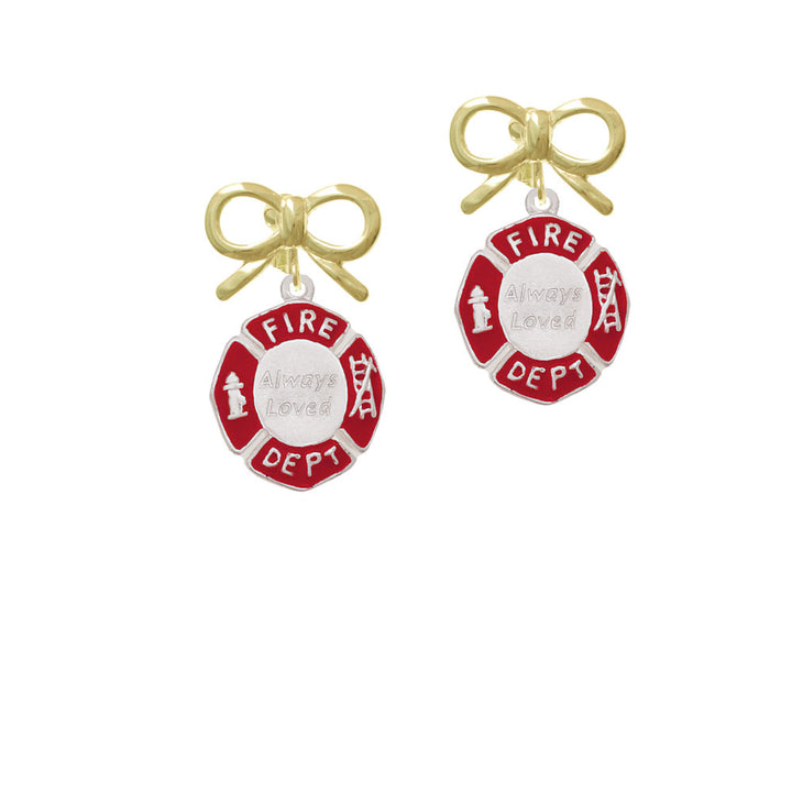 Always Loved Fire Department Shield Crystal Clip On Earrings Image 10