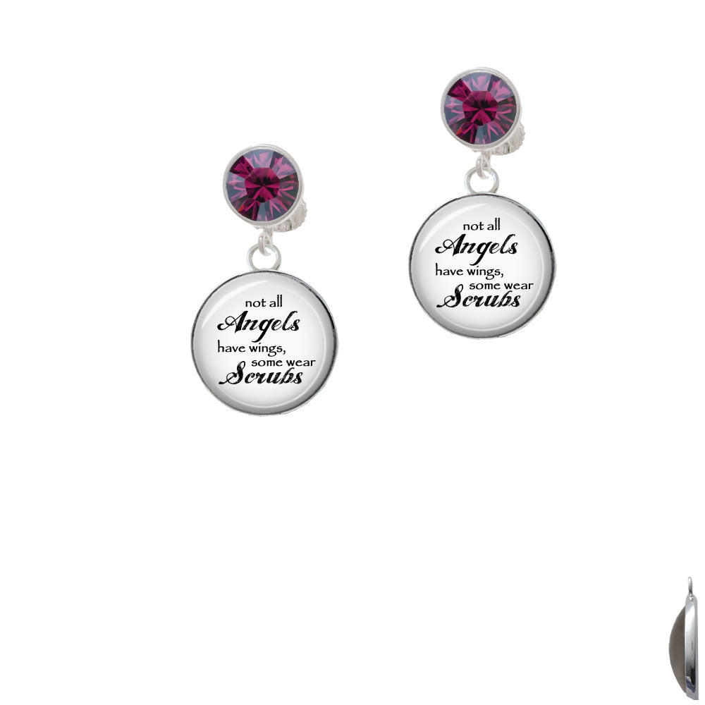 Domed Angels Wear Scrubs Crystal Clip On Earrings Image 7