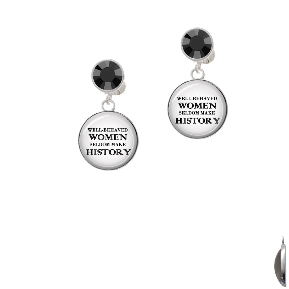 Domed Well Behaved Women Crystal Clip On Earrings Image 1