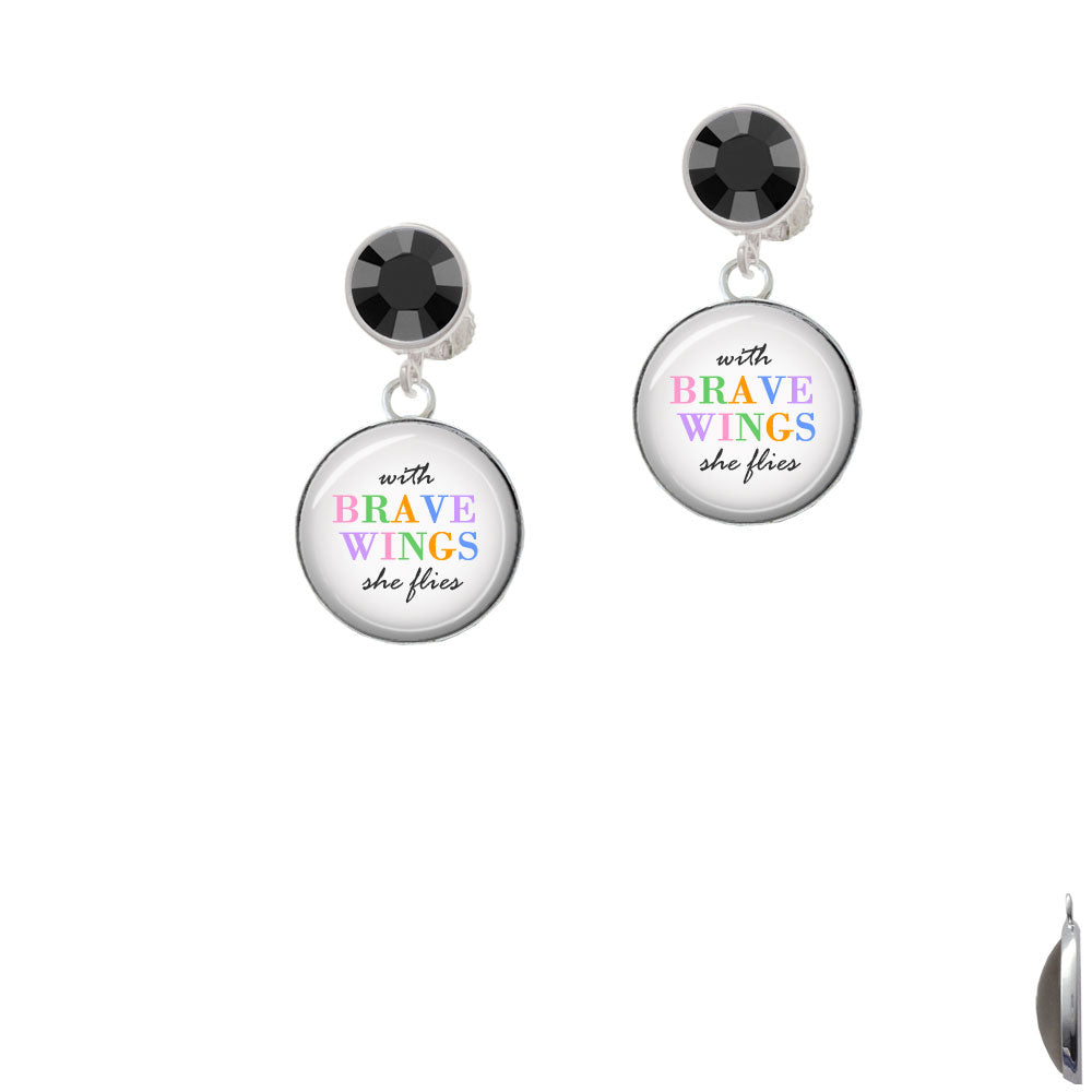 Domed Brave Wings Crystal Clip On Earrings Image 3