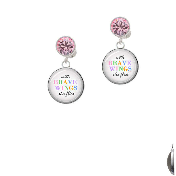 Domed Brave Wings Crystal Clip On Earrings Image 4