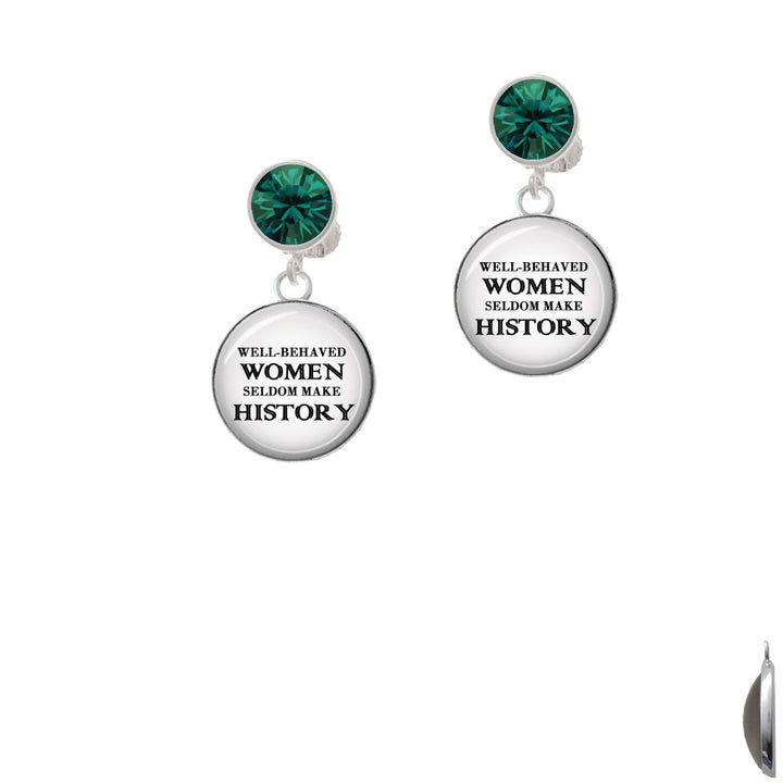 Domed Well Behaved Women Crystal Clip On Earrings Image 6