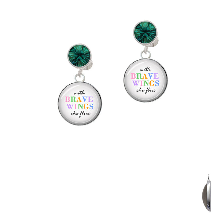 Domed Brave Wings Crystal Clip On Earrings Image 6