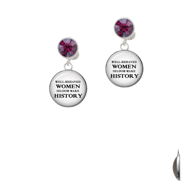 Domed Well Behaved Women Crystal Clip On Earrings Image 8