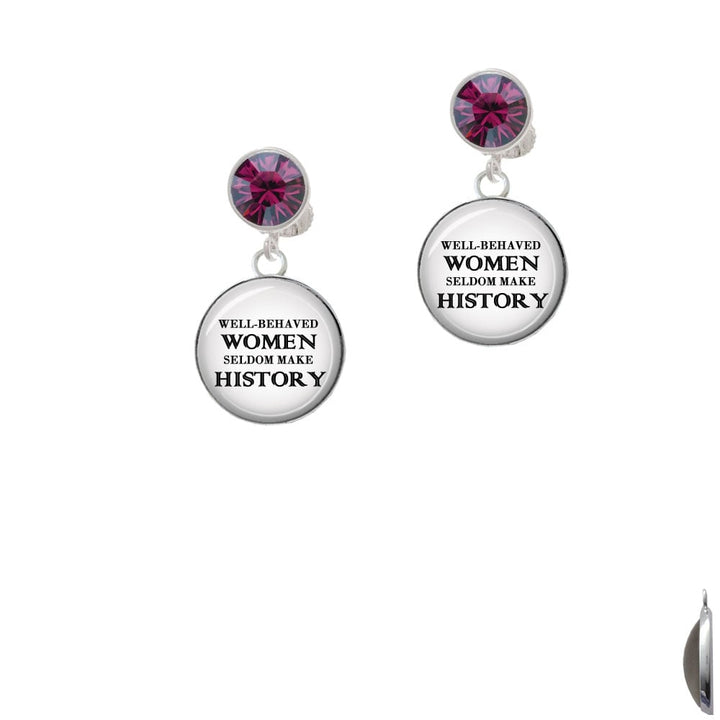 Domed Well Behaved Women Crystal Clip On Earrings Image 1