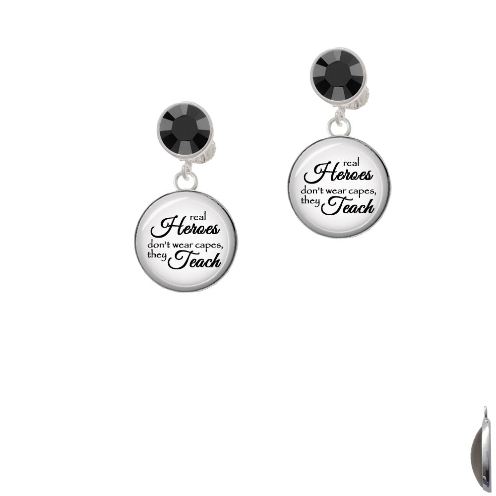 Domed Real Heroes Teach Crystal Clip On Earrings Image 3