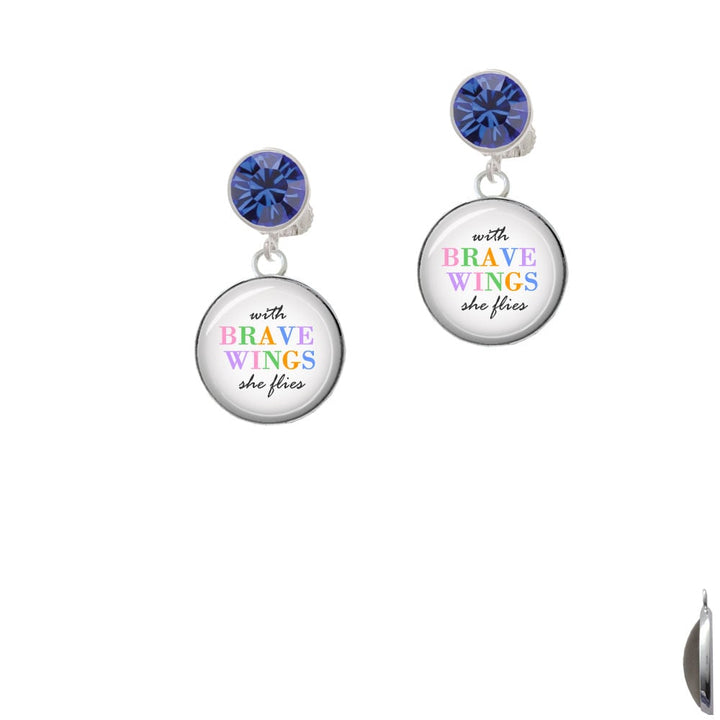 Domed Brave Wings Crystal Clip On Earrings Image 1