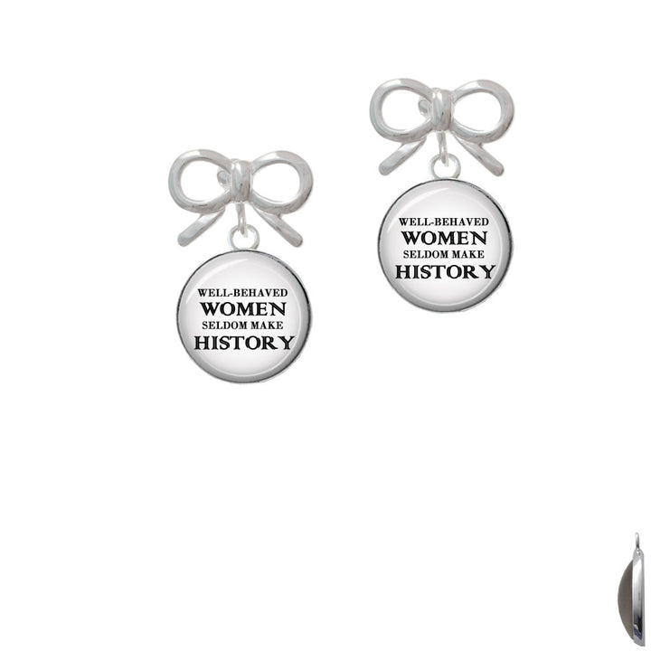 Domed Well Behaved Women Crystal Clip On Earrings Image 9