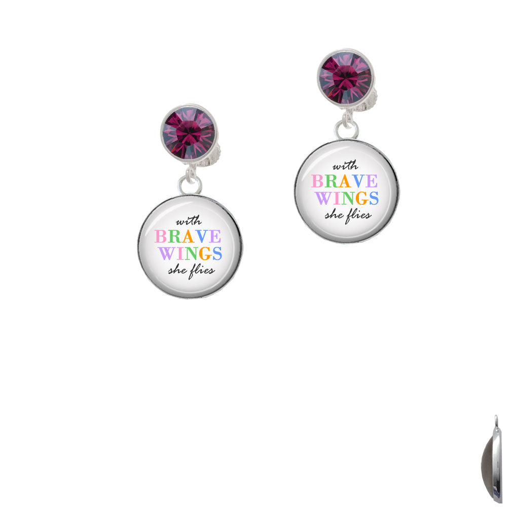 Domed Brave Wings Crystal Clip On Earrings Image 8