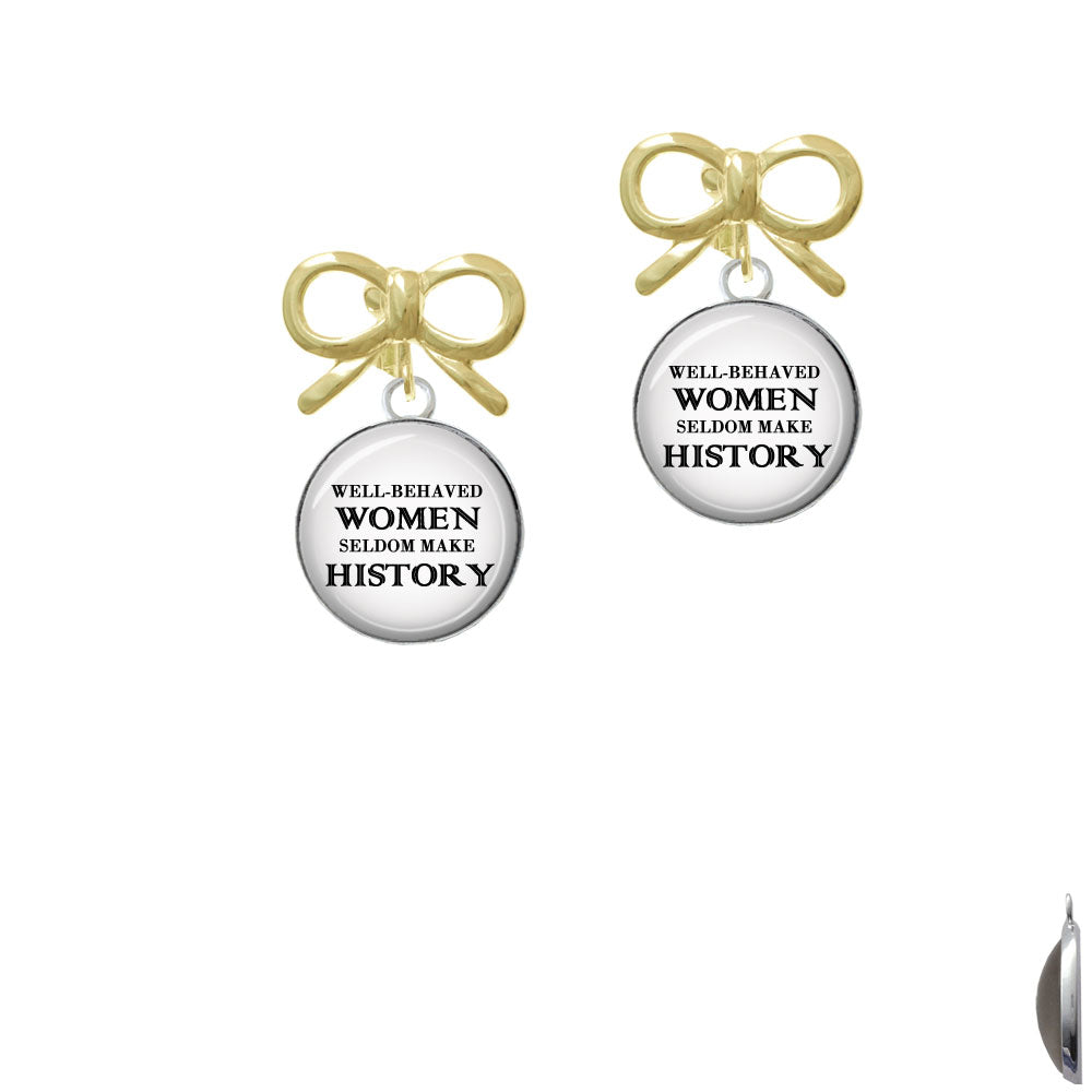 Domed Well Behaved Women Crystal Clip On Earrings Image 10