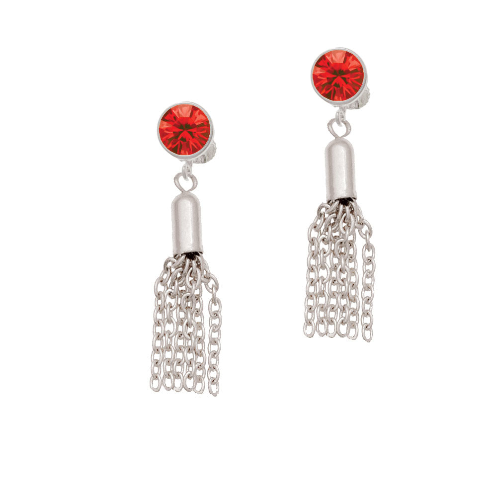 Small Tassel Crystal Clip On Earrings Image 4