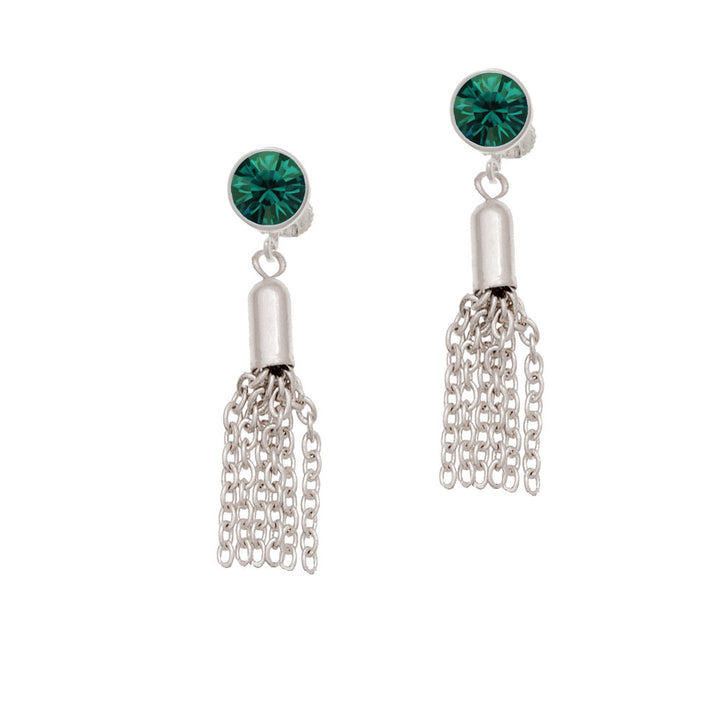 Small Tassel Crystal Clip On Earrings Image 6